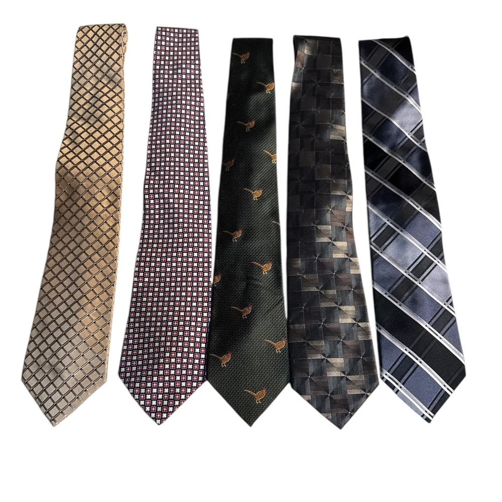 Calvin Klein Arrow Lands End Tommy Jones  5 Pc Mens 100% Silk Neck Tie Lot